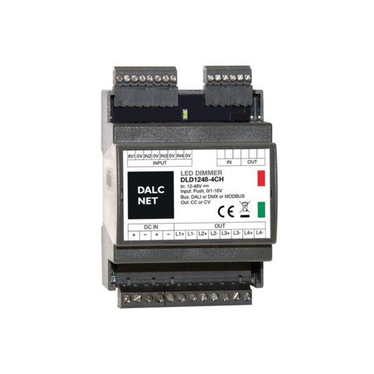 DALCNET DLD1248-4CC-DMX  0-10 Volt / 1-10  Volt / Push-Dimm / DMX / Resistiv / Dimmer / CC / 134,4W / 0,7 A / 12V-48V