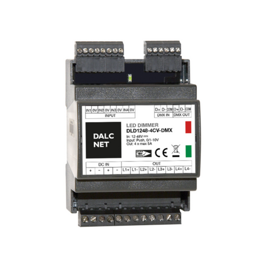 DALCNET DLD1248-4CV-DMX  0-10 Volt / 1-10 Volt / Push-Dimm / Resistiv / DMX / Dimmer / CV / 960W / 5 A / 12V-48V