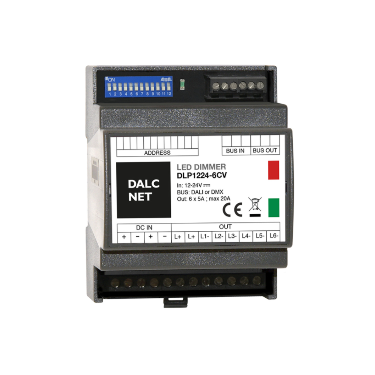 DALCNET DLP1224-6CV-DMX  DMX /  Dimmer / CV / 480W / 5 A / 12V-24V