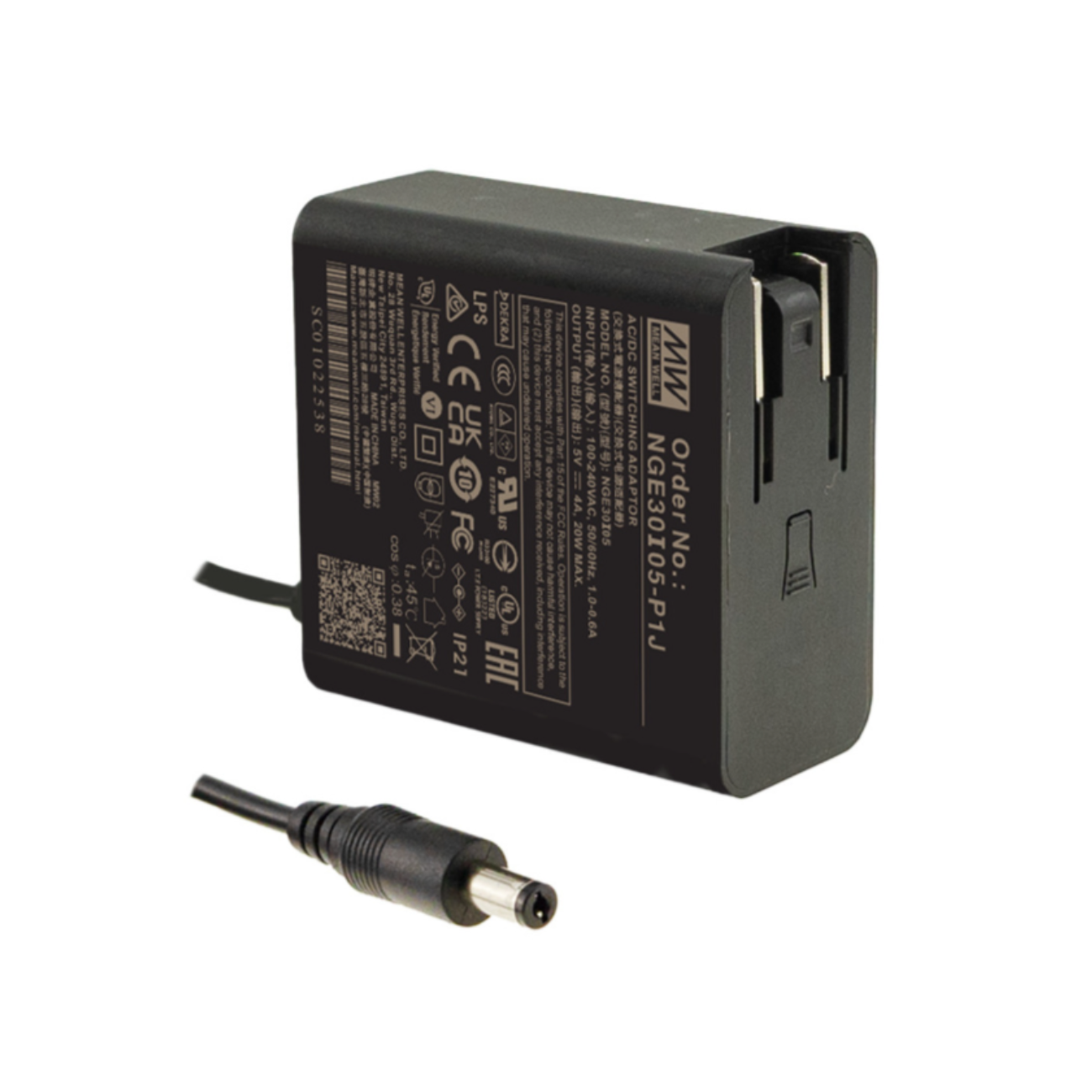 MeanWell NGE30I48-P1J (30W/48V) 5,5*2,1mm Hohlstecker - Netzteilshop24.de