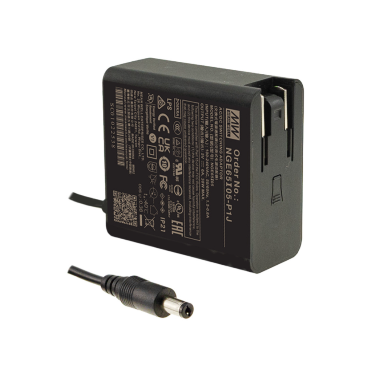 MeanWell NGE65I24-P1J (65W/24V) 5,5*2,1mm Hohlstecker - Netzteilshop24.de