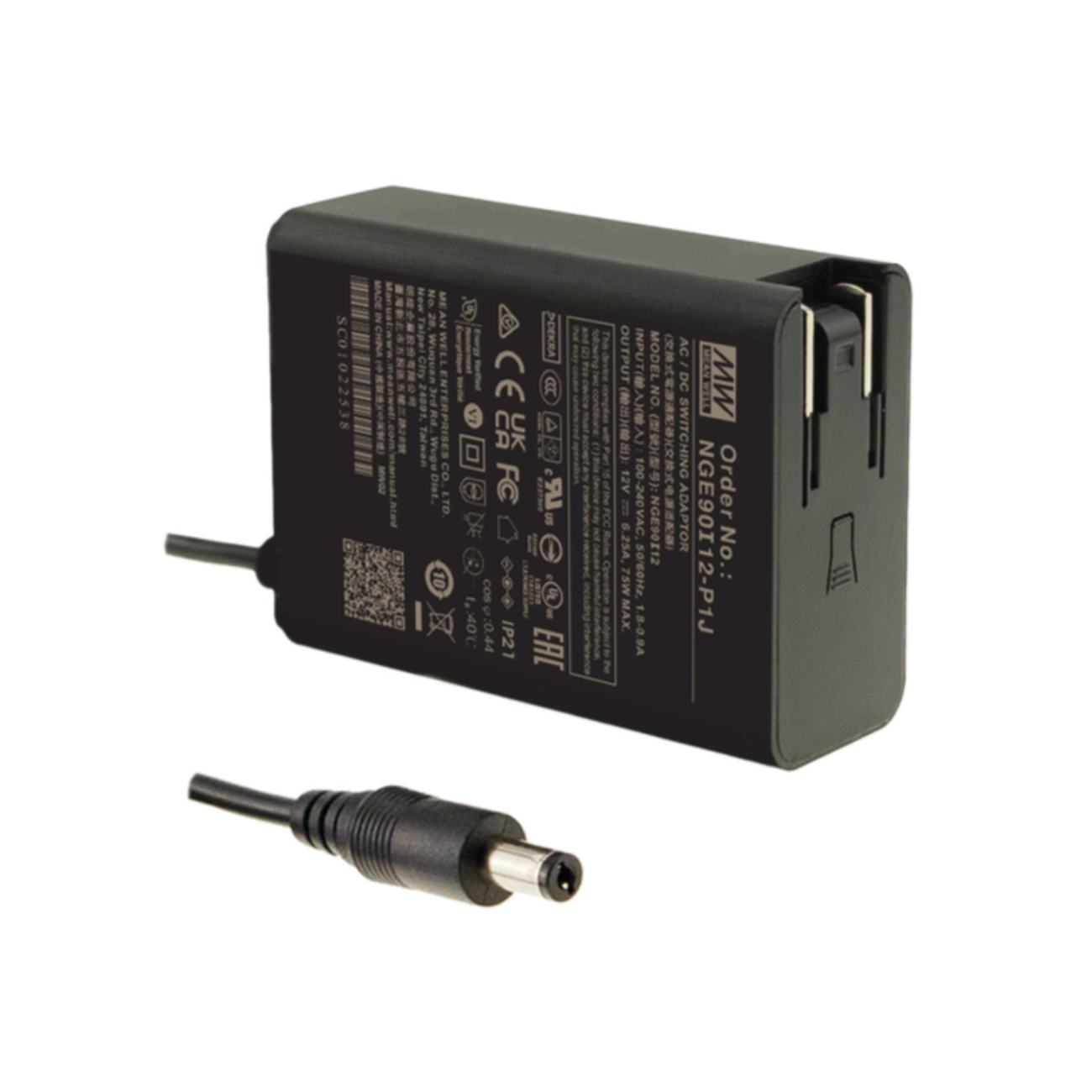 MeanWell NGE90I48-P1J (90W/48V) 5,5*2,1mm Hohlstecker - Netzteilshop24.de